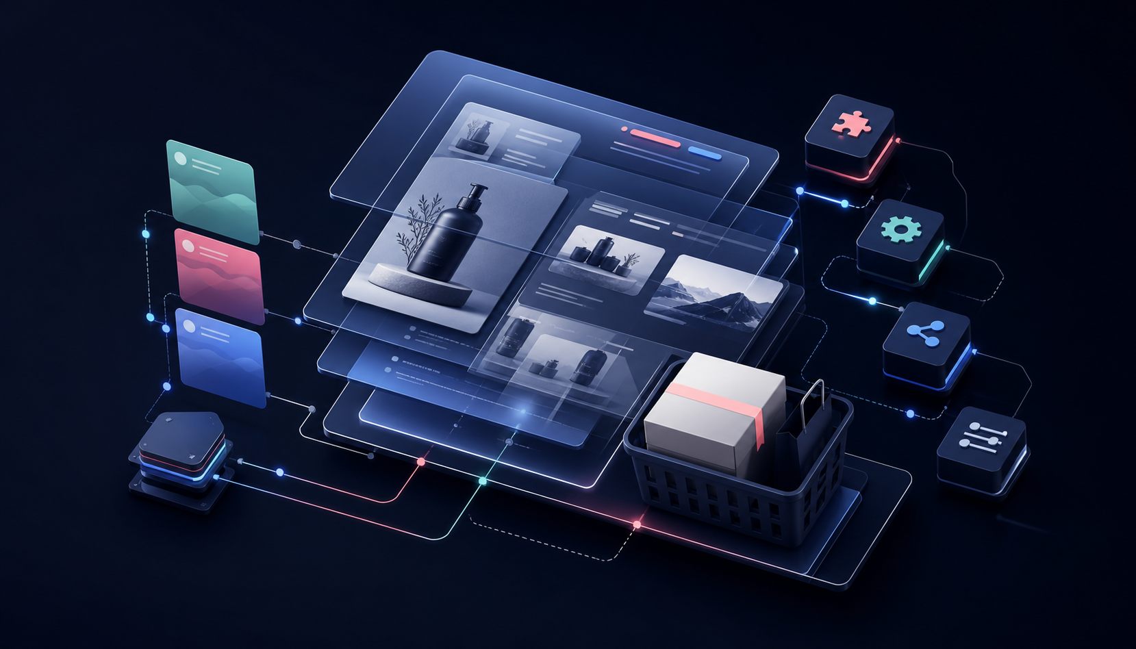 Custom WordPress commerce and content platform illustration